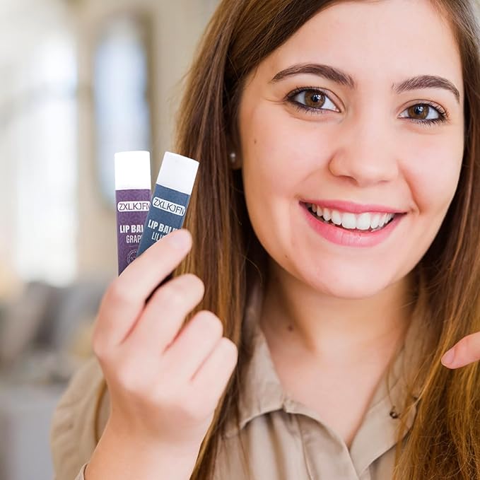 Organic Lip Balm Set - 3 Flavors - 100% Natural Moisturizer for Cracked & Dry Lips Smooth and Supple Lips - Non-GMO