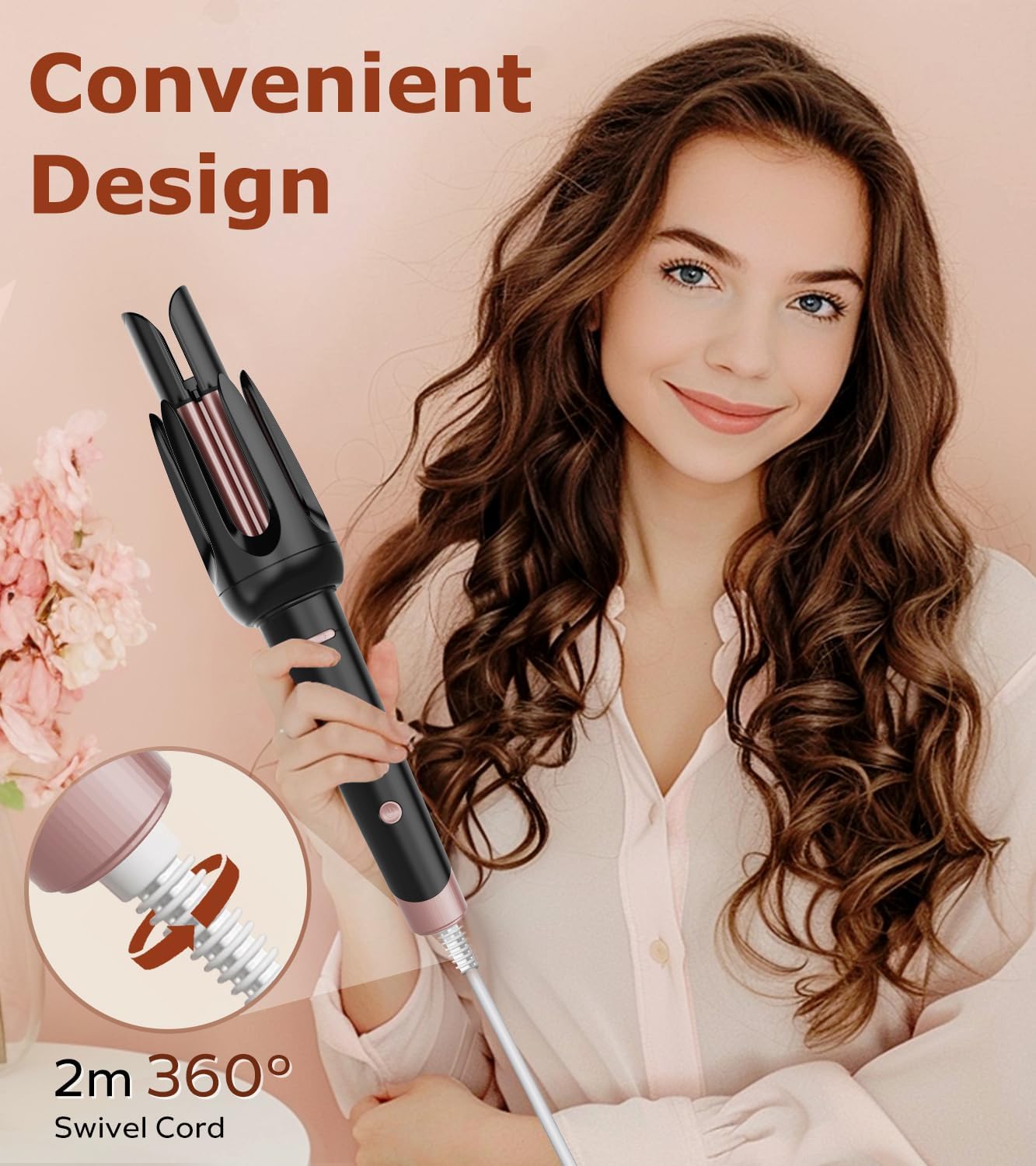 Auto Hair Curler, Automatic Curling Iron with 4 Temperature & 3 Timer, Automatic Shut-Off, Anti-Scald, Anti-Tangle Rotating Curling Wand for Hair Styling, Black