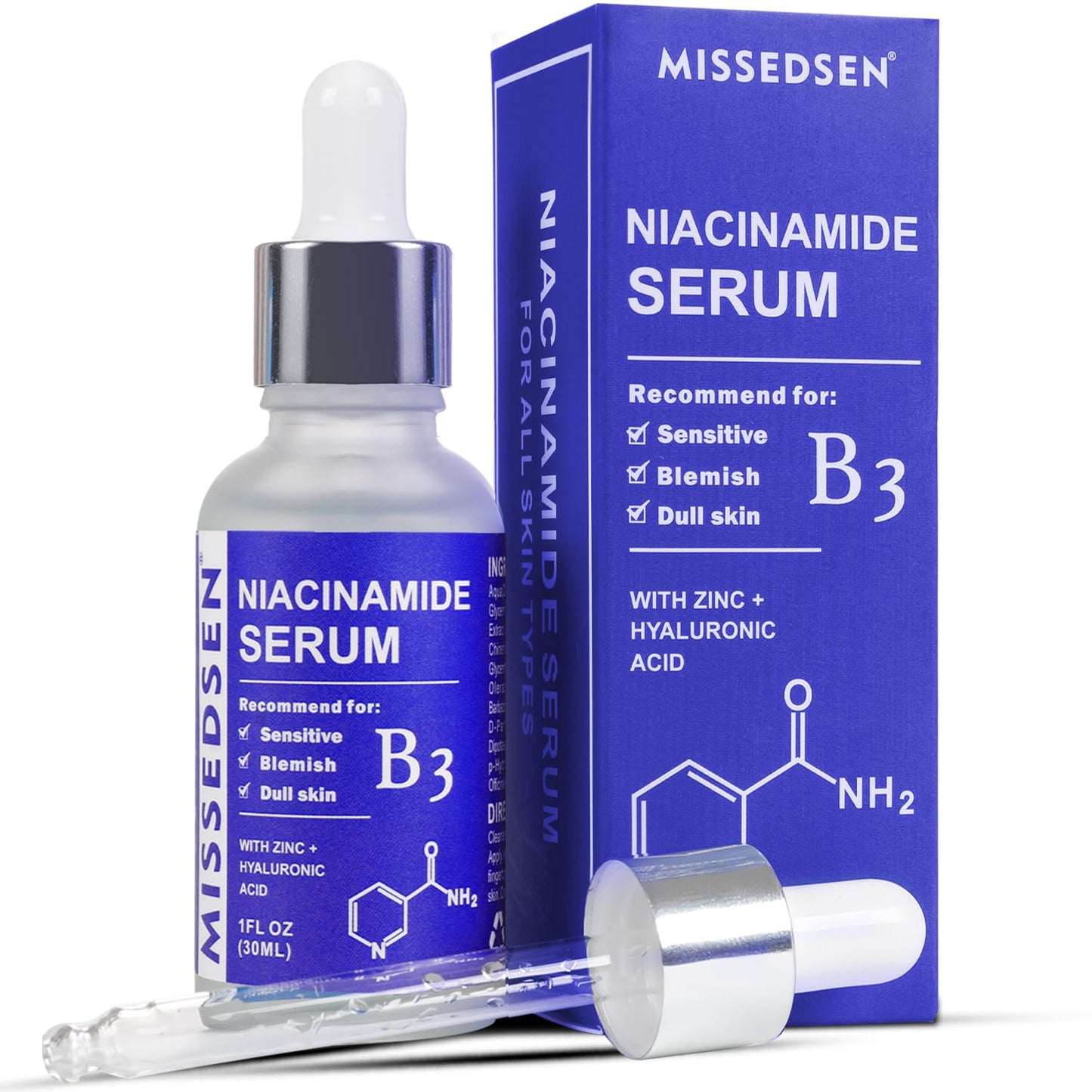 Niacinamide Serum for Face with Zinc & Hyaluronic Acid,Smoothes Wrinkles,Improves Elasticity,Firms Skin 1 Oz for Face Care, Daily Use