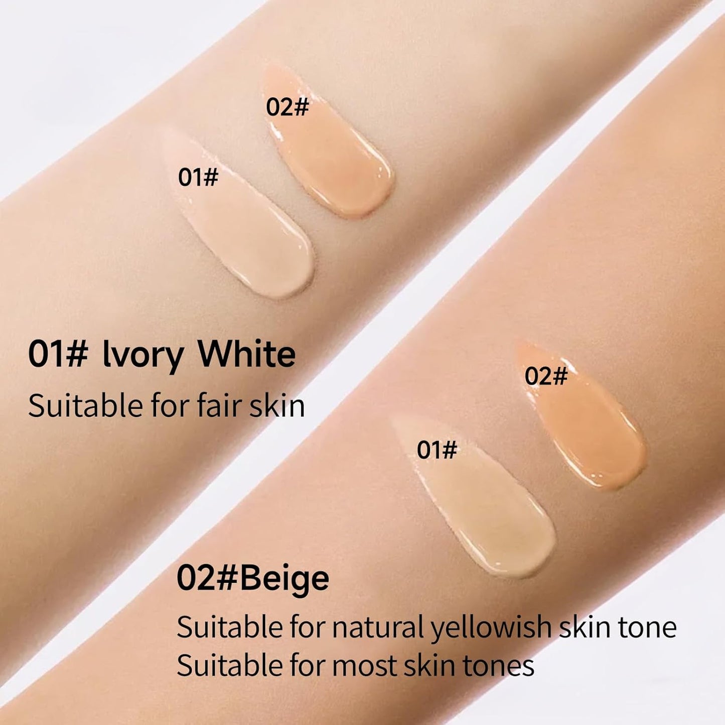 VENROCK 24HR Long-Lasting Moisturizing Liquid Foundation | Radiant, Waterproof, Concealing & Oil-Control (01# Ivory White, 30ml)