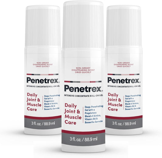 Penetrex Joint & Muscle Therapy - Soothing Gel for Back, Neck, Hands, Feet - Premium Whole Body Rub with Arnica, Vitamin B6 & MSM - 3oz Roll On Gel (3-Pack)