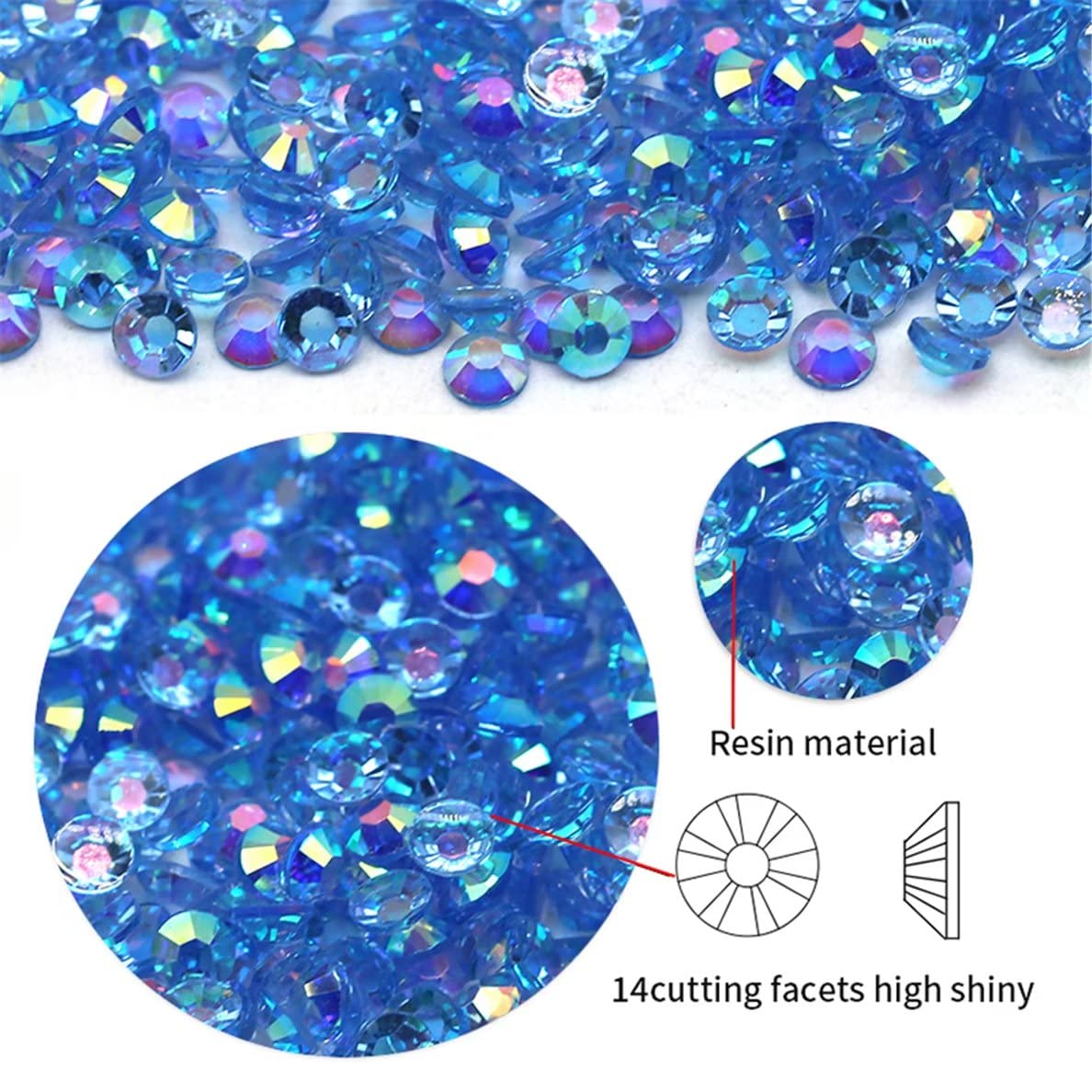 720 Pcs SS30 6mm AB Flatback Rhinestones for Nails Art Crafts Transparent Glitter Round Gems Crystals DIY Clothes Shoes(Clear Dark Green AB)