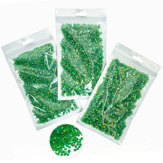 16000PCS Emerald Green AB Resin Rhinestones for Crafting 3mm 4mm 5mm Dark Green Flatback Jelly Stones Bulk SS10 SS16 SS20 Diamonds Gems for Face Eyes Makeup Tumblers Bottles DIY Crafts Clothes Shoes