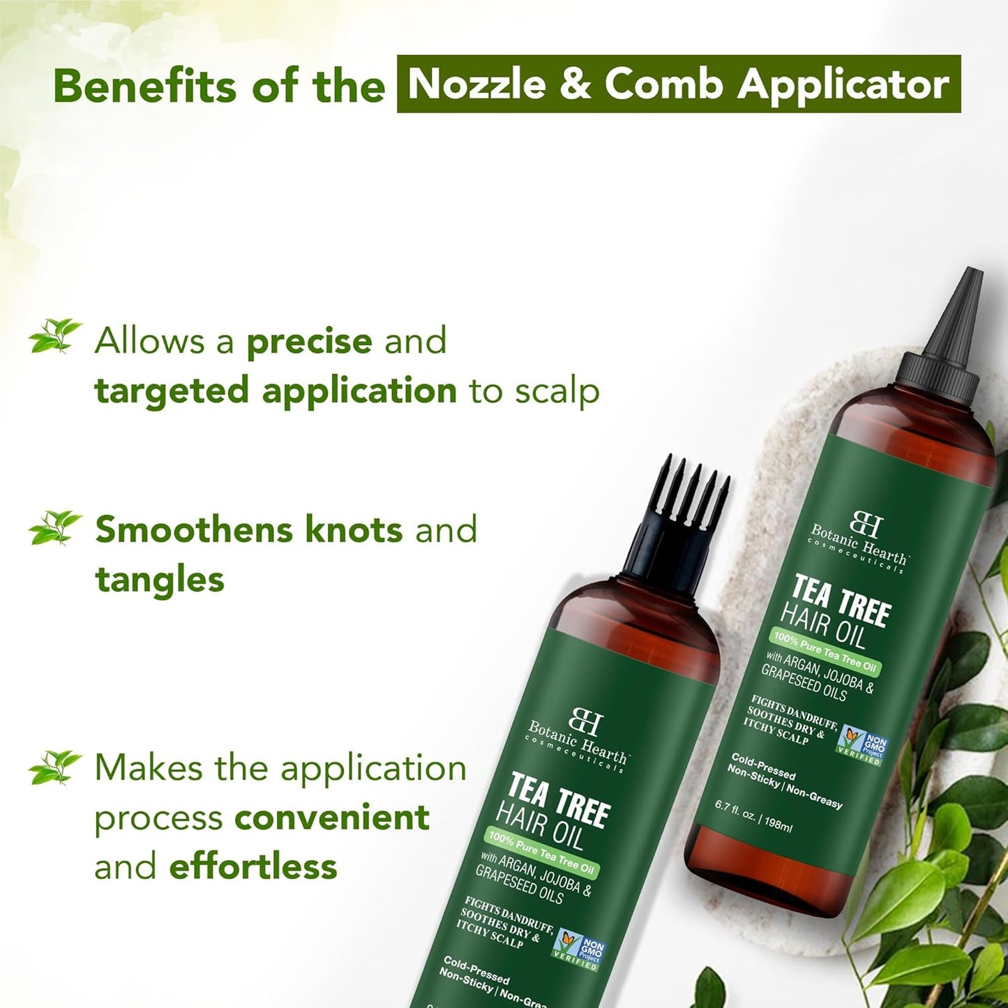 Botanic Hearth 100% Pure Tea Tree Oil For Hair (6.7 Fl Oz) | With Jojoba & Grapeseed Oils | Hair Oil Repairs Dry Damaged Hair, Strengthening, Healthier Hair- Hair Tonic