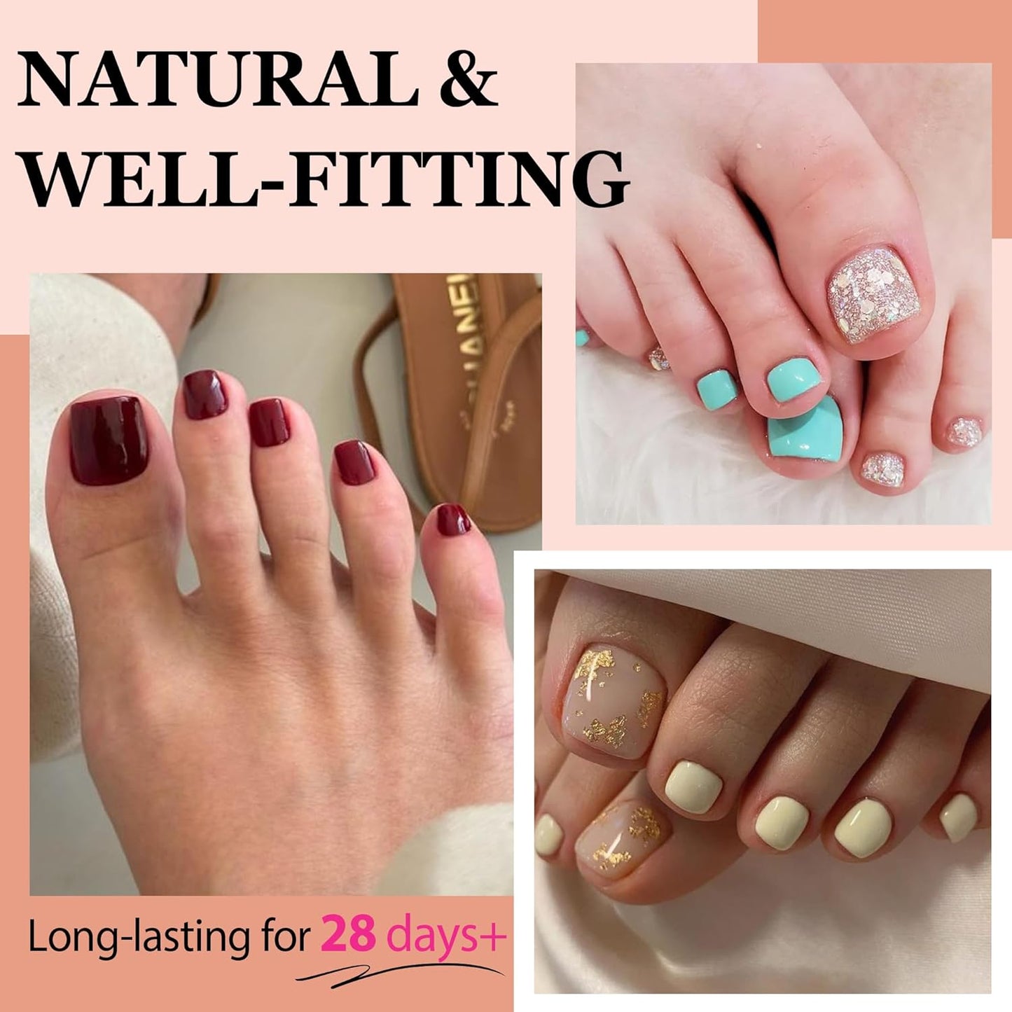 Short Toe Nail Tips Square Full Matte False Toenails Press On Nails 360pcs Smoothly Curved Toe Nail Tips for Efficient Extension Toe Acrylic Nails, 12 Sizes Artificial Toenails, Luckyfairy