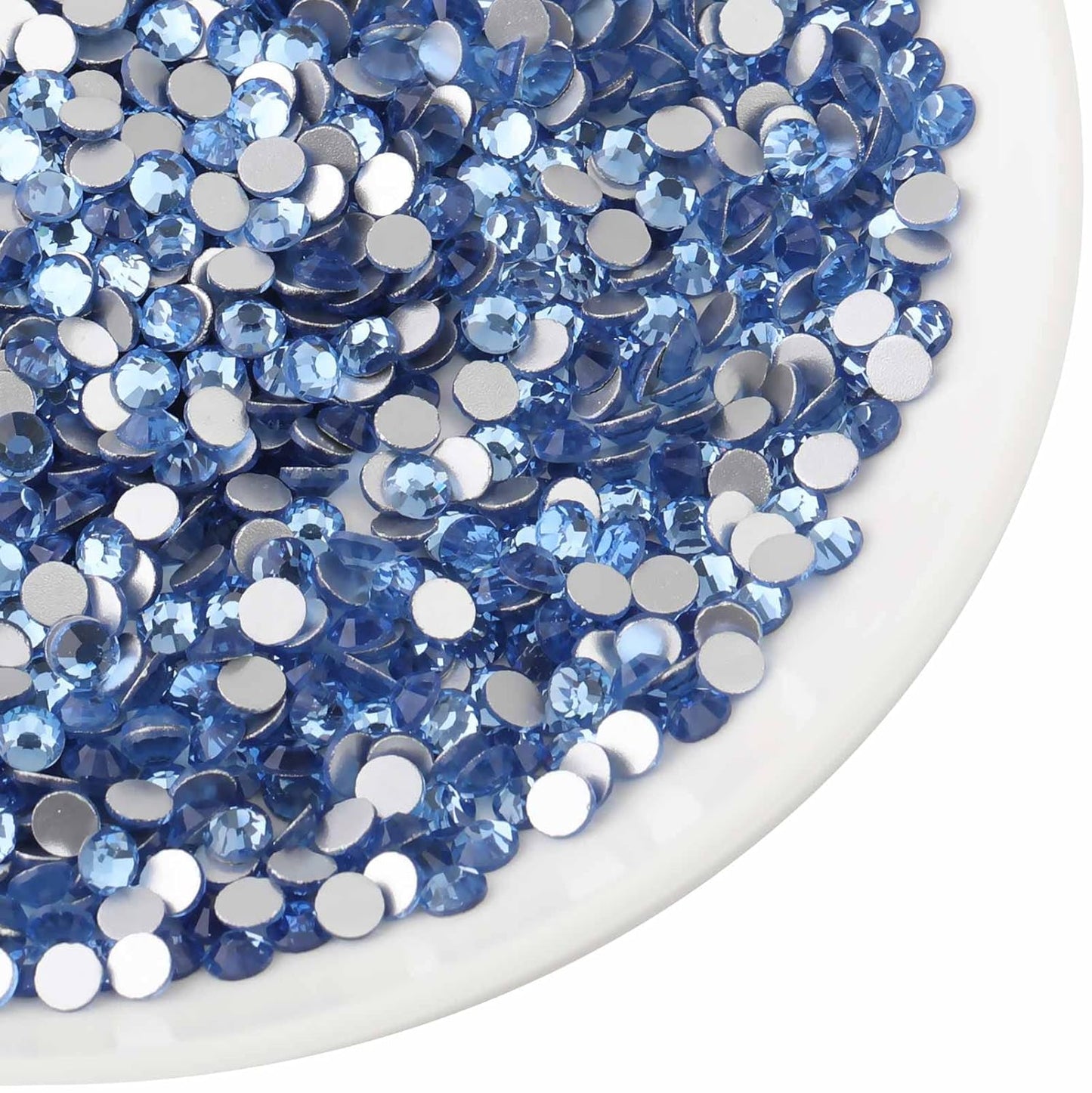 beadsland Flat Back Crystal Rhinestones Round Gems for Nail Art and Craft Glue Fix,Light Blue (6.4-6.6mm) SS30/288pcs