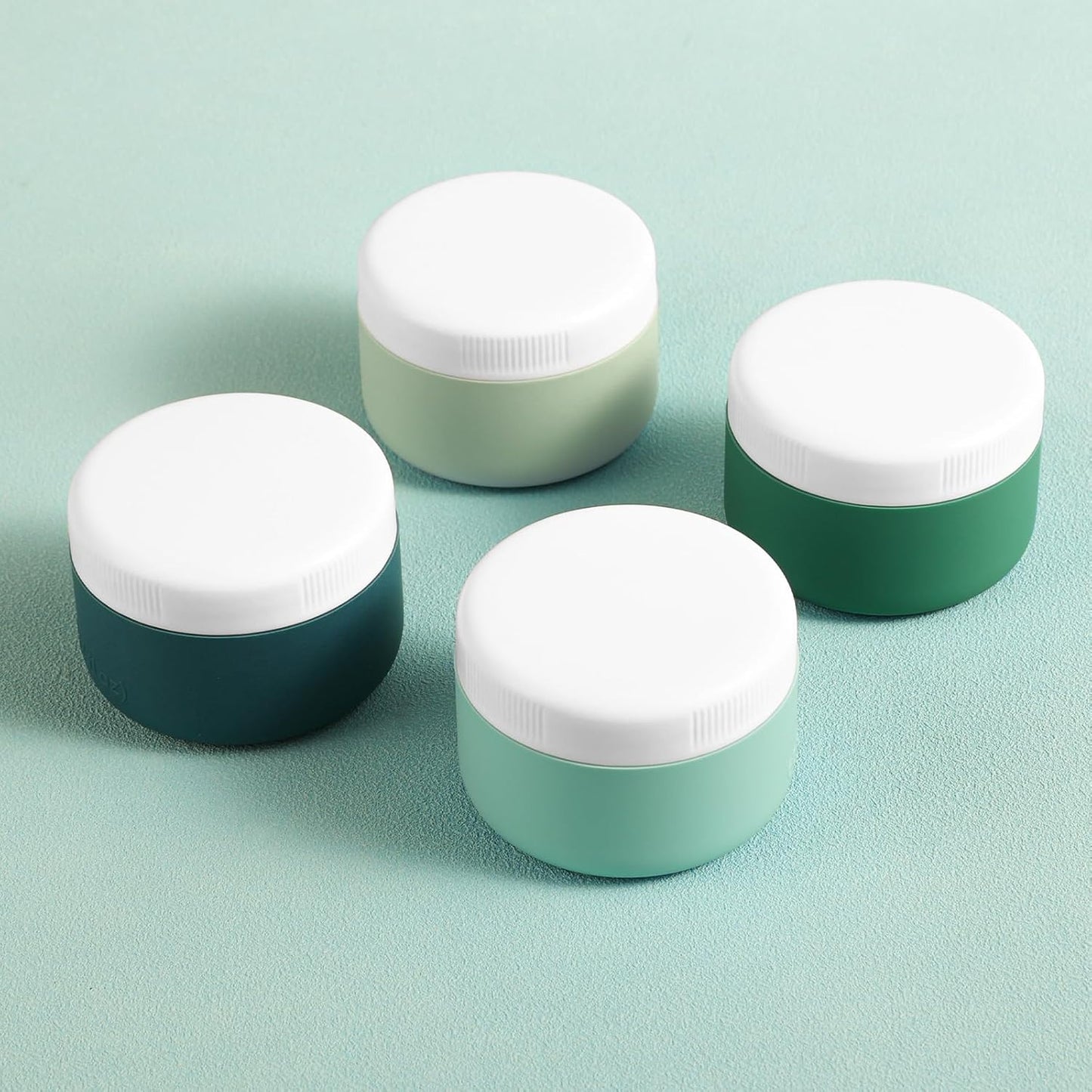 Travel Containers for Toiletries, Silicone Cream Jars BPA-Free, Leak-proof 2oz Travel Size Containers, Portable Size Silicone Jars with Lid for Cosmetic Face Hand Body Cream (4 Pack)