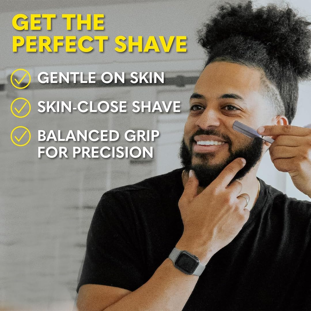 The Beard Club Straight Razor for Men - Navajas Para Barbero - Barber Straight Edge Razor Kit - Single Derby Blade Cutthroat With 5 Replaceable Stainless Steel Blades