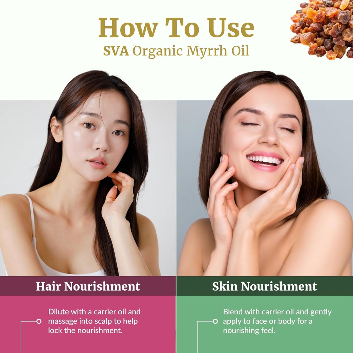 SVA Myrrh Essential Oil Organic – 1/3 Fl Oz – 100% Natural Organic Myrrh Oil - for Diffuser, Hair Care, Face, Skin Care, Aromatherapy, Scalp and Body Massage, Soap and Candle Making