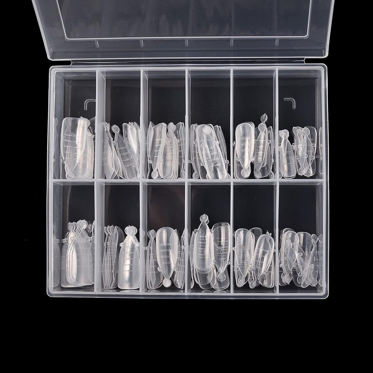 KADS 120PCS Clear Full Cover Dual Nail System Form UV Gel Acrylic Nail Art Mold Artificial Nail Tips with Scale for Extension (MODEL 9)