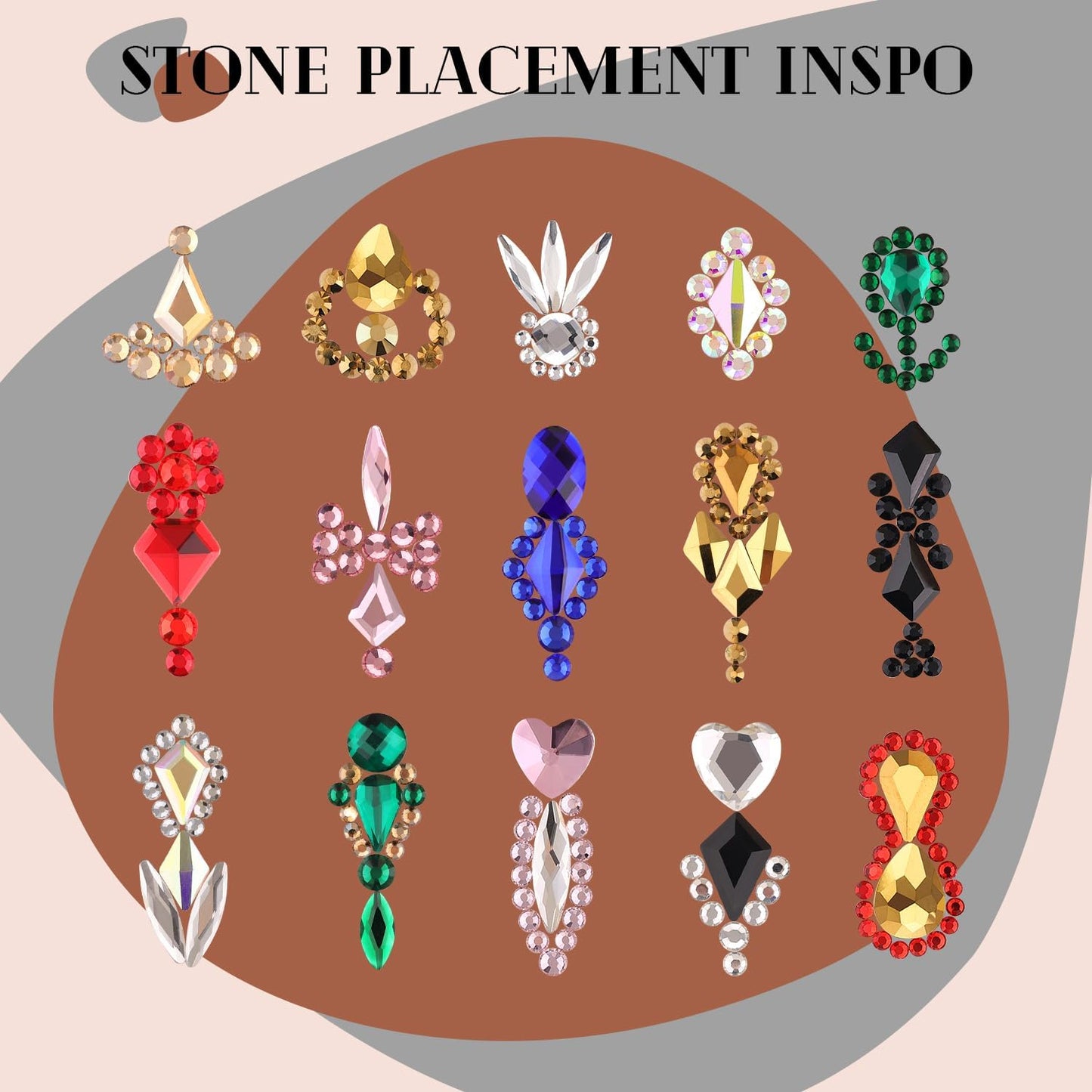 2680Pcs Champagne Gold Glass Nail Rhinestones 120Pcs Multi Shapes Flatback Nail Gems +2560Pcs 1.5-4mm Round Crystal, Manicure Nail Charms Diamond Gemstones for Acrylic Nails Decoration