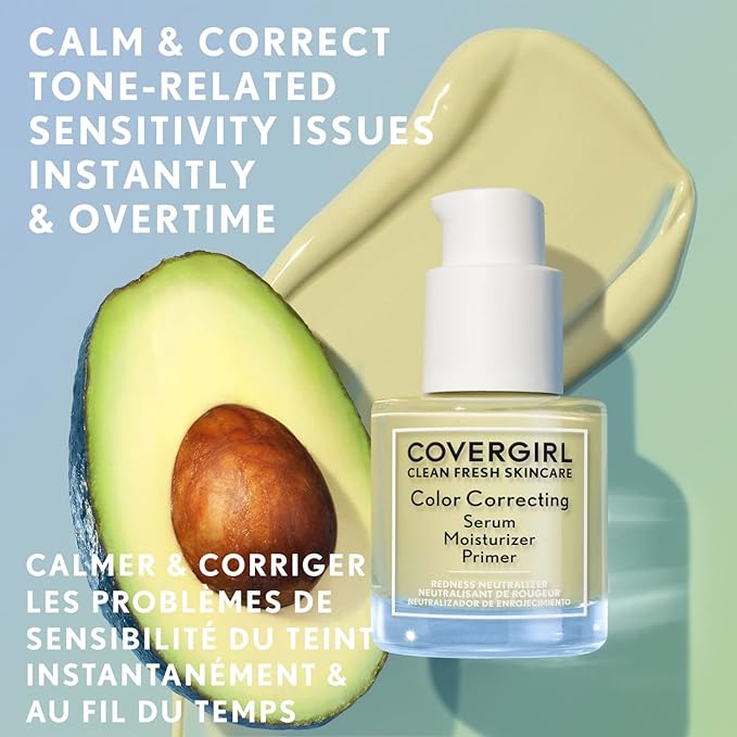 COVERGIRL Clean Fresh Color Correcting Serum + Moisturizer + Primer – Moisturizer, Face Primer, Covergirl Skincare, Vegan Formula – Deep, 30ml (1.0 fl oz)