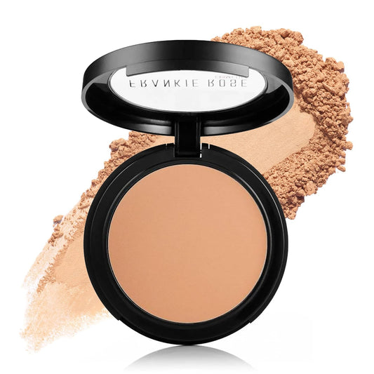 Frankie Rose Cosmetics Powder Foundation – Full Coverage Face Powder For Pores & Imperfections, Evens Out Skin Tone & Shine-Control | 58 Grams (Honey)