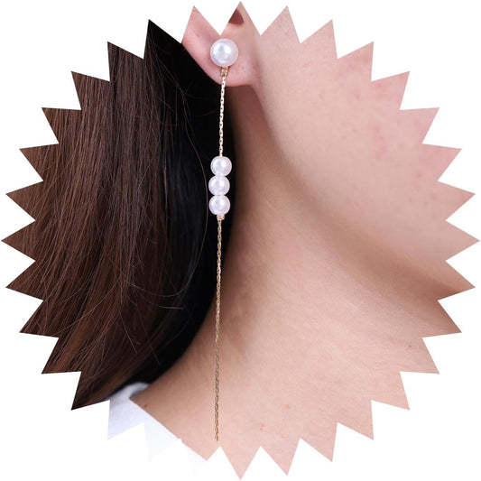 Vintage Pearl Dangle Earrings Long tassel pearl earrings Gold Pearl Chain Earrings Pearl Wedding Drop Earrings Jewelry for Women