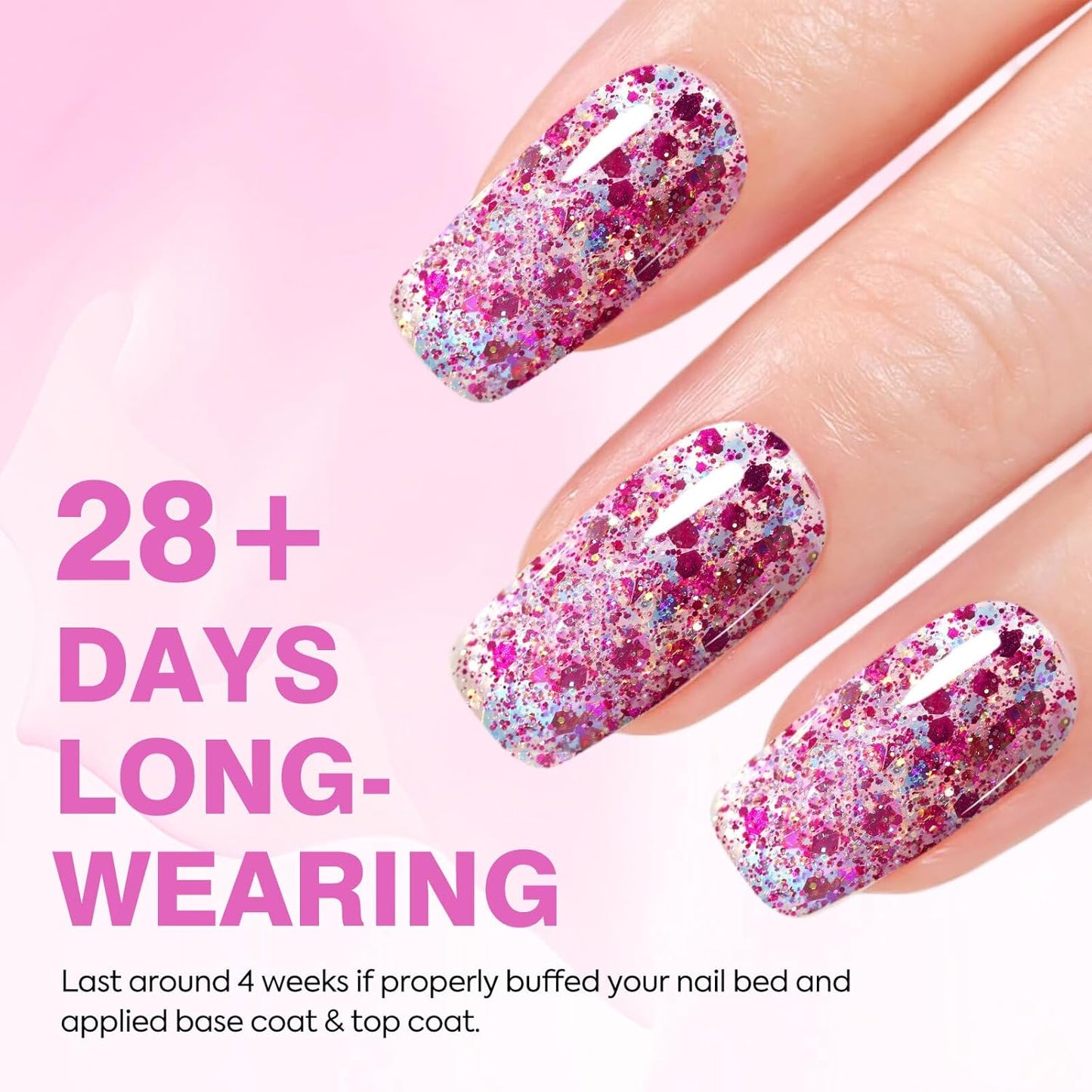 CANNI 1 Pcs Purple Glitter Gel Nail Polish, Shimmer Sparkly Light Purple Colors Gel Polish Soak Off Led Nail Art Gel Manicure Salon DIY