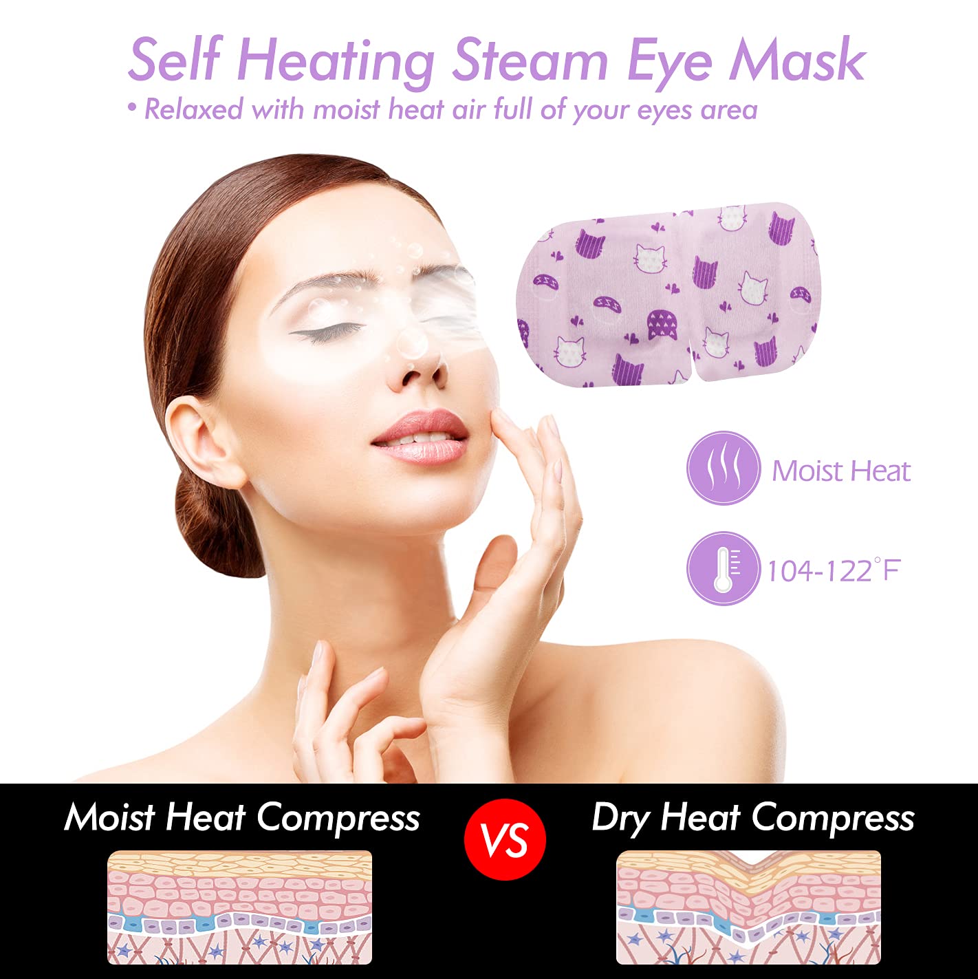 Jekeno Steam Eye Mask, 20 Packs Eye Masks for Dry Eyes Dark Circles and Puffiness, 40-60 Minutes Self Heated Steam Warm Eye Mask, Christmas Spa Gifts for Women