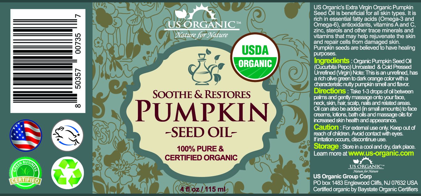 US Organic Pumpkin Seed Oil, USDA Certified Organic,100% Pure & Natural, Cold Pressed Virgin, Unrefined in Amber Glass Bottle w/Glass Eyedropper for Easy Application (Large (4 oz, 115 ml))