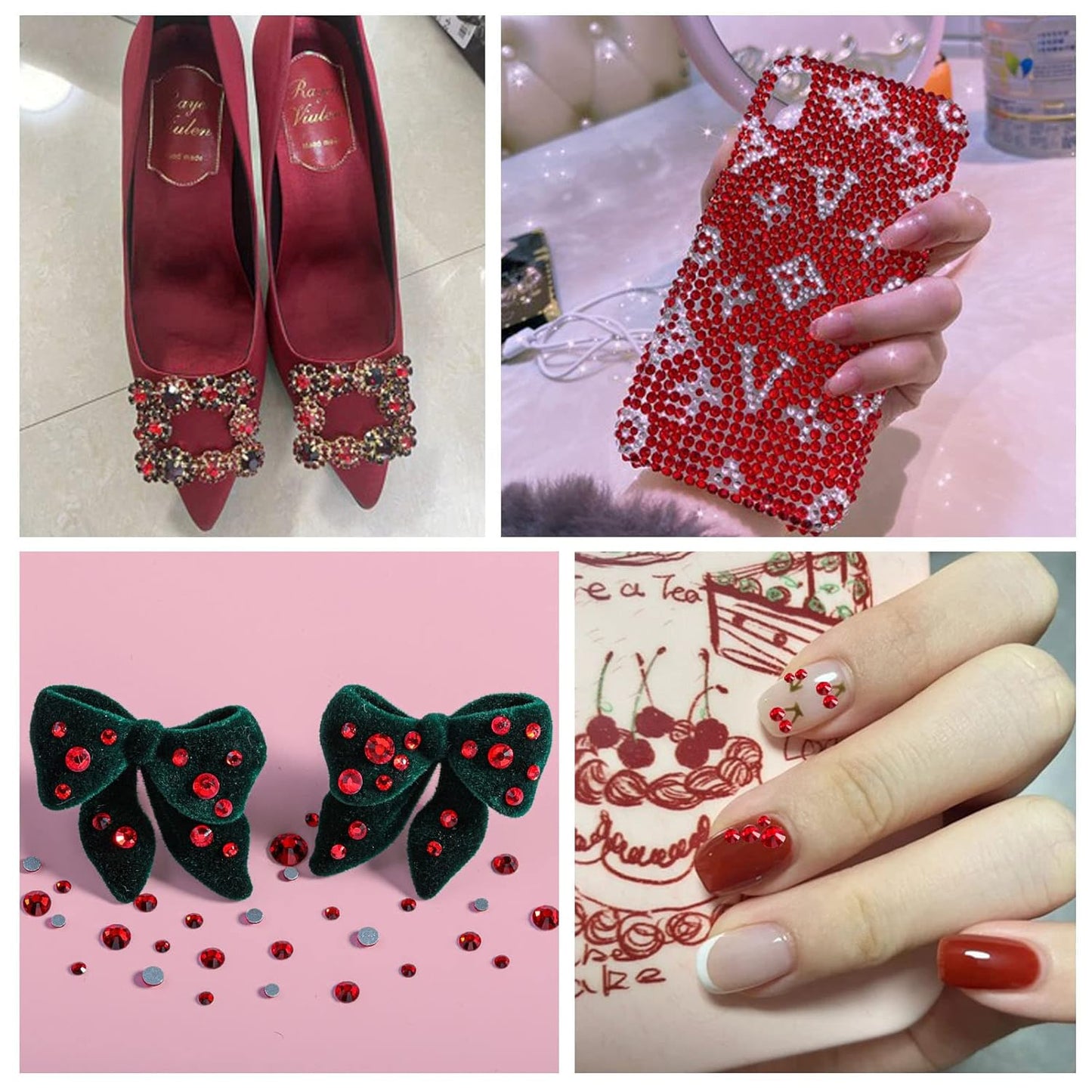 Beadsland 1440 Pieces Flat Back Crystal Rhinestones Round Gems,Siam,SS8,2.3-2.5mm