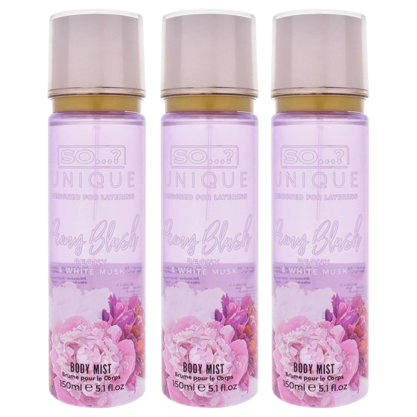 So...? Unique Body Mist - Peony Blush for Women - 5.1 oz Body Mist - Pack of 3