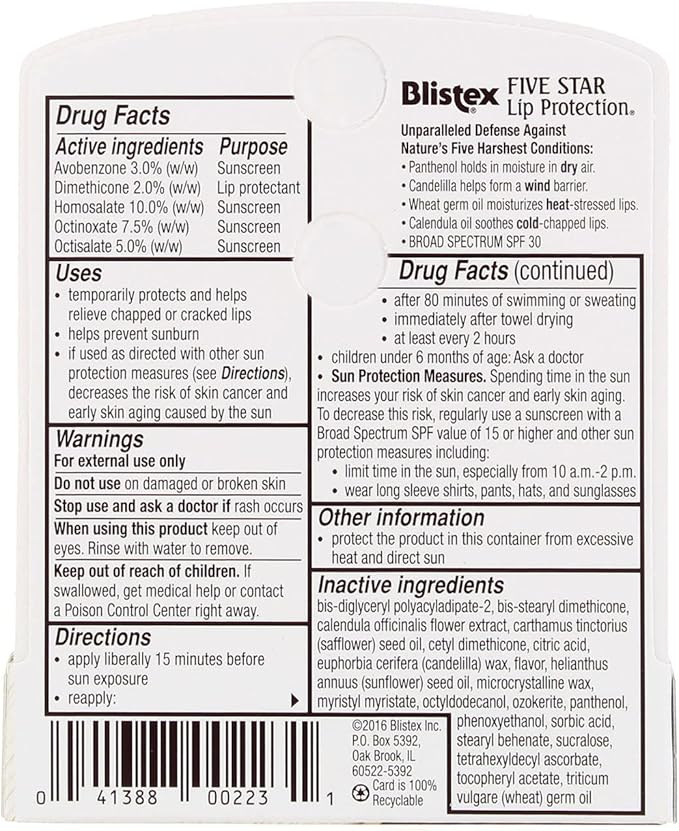 Blistex 5 Star Lip Protct Size .15oz, 3 pack