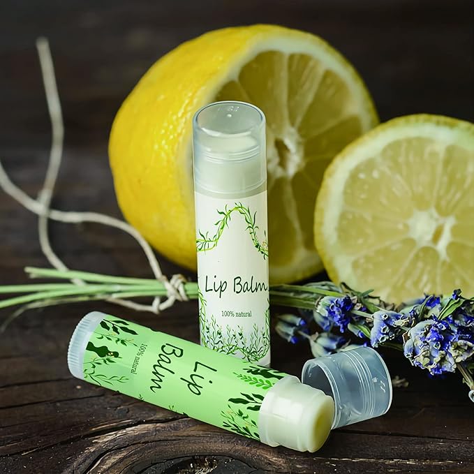 CRASPIRE Lip Balm Labels 80pcs Homemade Lip Balm Labels 2” Clear Lip Balm Labels for Tubes Printable Waterproof Lip Balm Stickers Labels for Lip Balm Handcream Candle Container（Leaves-White Green）