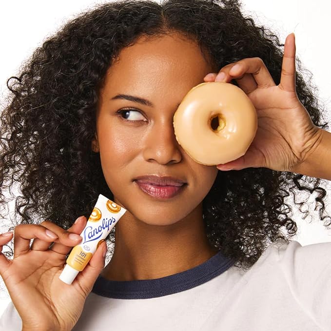 Lanolips 101 Delicious Glazed Donut - Lip Balm with Vitamin E Oil and Lanolin for Lip Hydration - Naturally Flavored Lanolin Lip Balm for Very Dry Lips - Dermatologist Tested (.35 Oz)