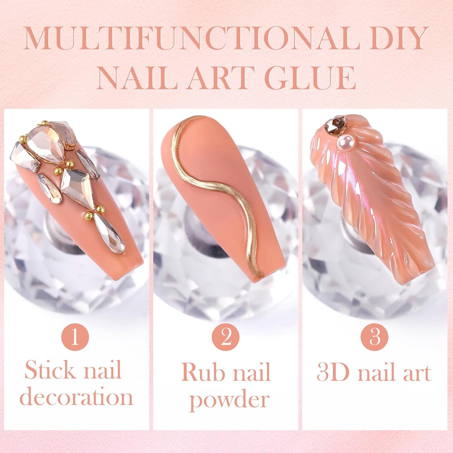BORN PRETTY Nail Rhinestone Glue Gel for Nails Super Strong Gel Nail Glue for Nail Charm 3D Nails Gems Beads Nail Art Jewels Cured Need Nail Art DIY at Home 30ML