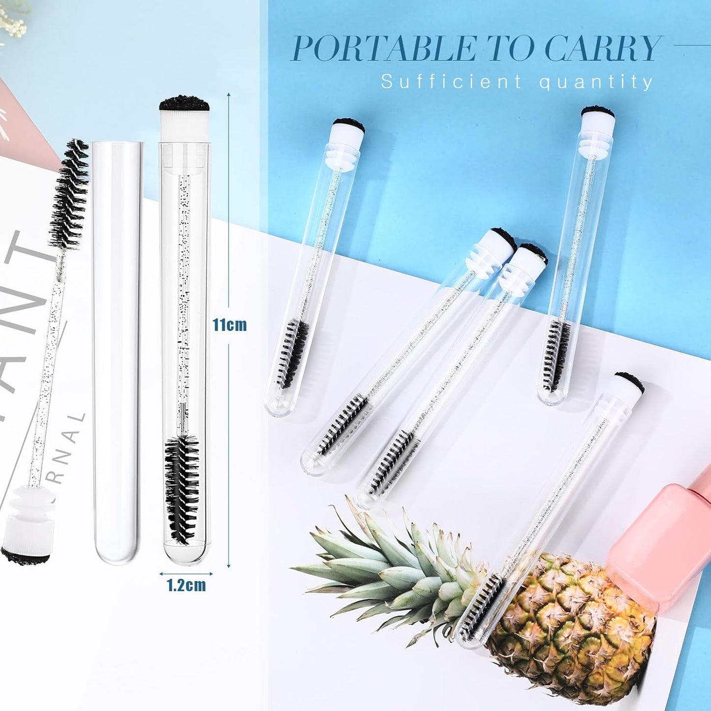 Patelai 80 Pieces Disposable Mascara Brushes Tubes Set, 40 Pcs Empty Mascara Wand Tube with 40 Pcs Eyelash Brush Makeup Tool for Eyelash Extension (Black Sequins Style)