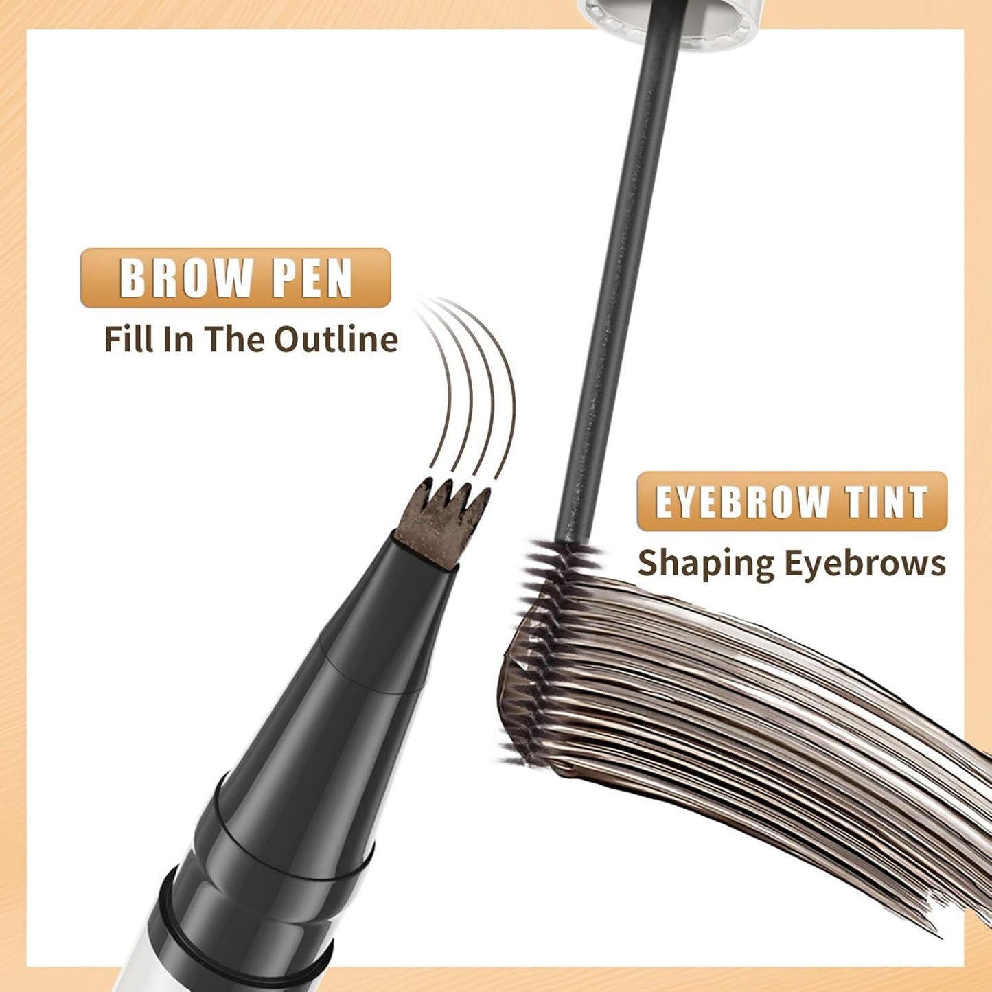 4-Fork Tip Microblading Eyebrow Pen - 2-in-1 Waterproof Eyebrow Pencil, Long-Lasting Natural Hair-Like Brows, Smudge-Proof & Easy to Use (With Tint 05#Black)