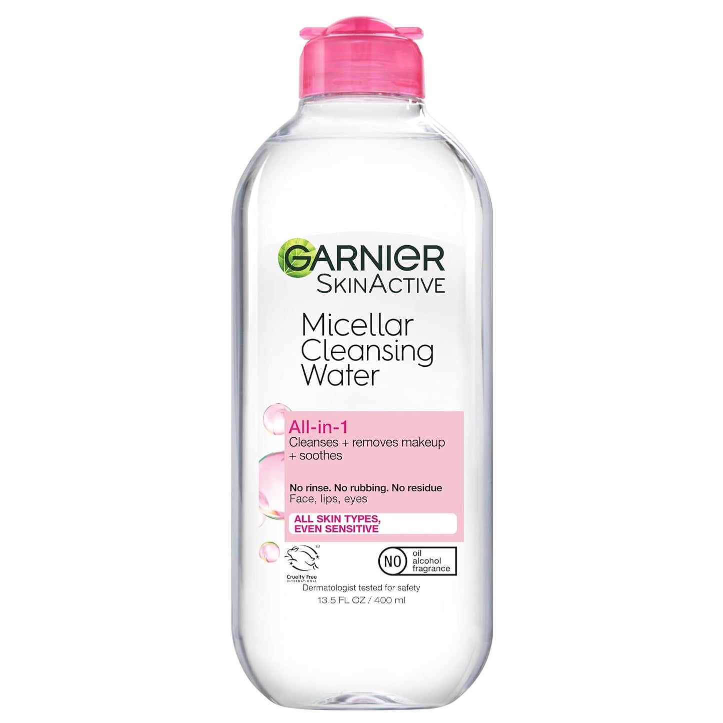 Garnier Micellar Water, Hydrating Facial Cleanser & Makeup Remover, Suitable for Sensitive Skin, Vegan, Cruelty Free, 13.5 Fl Oz (400mL), 1 Count
