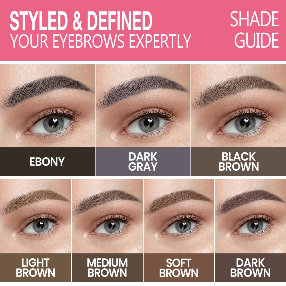 3Pcs Waterproof Eyebrow Pencil, Professional Makeup Micro Brow Pencil, Double-ended ultra-fine eyebrow pencil, Ultra-Fine Mechanical Pencil (3, 09#Dark Brown)