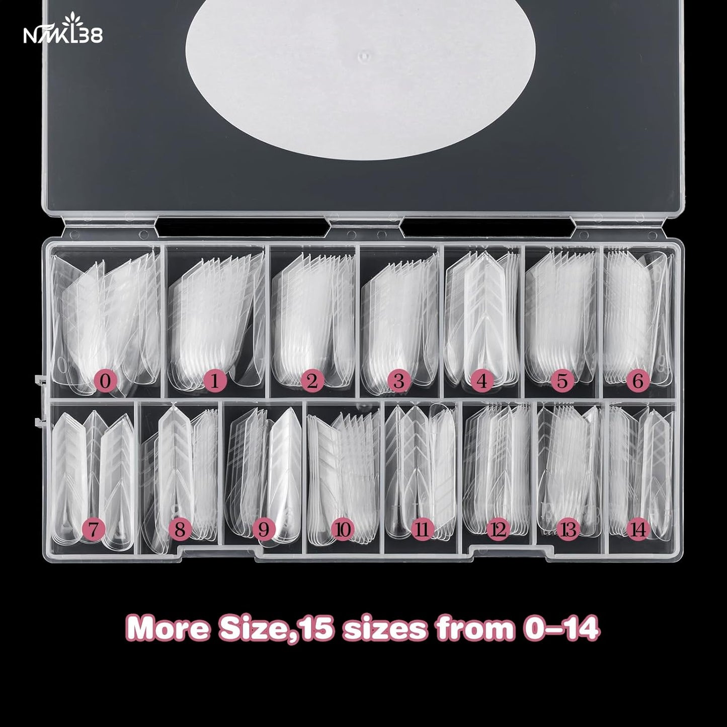 NMKL38 150PCS Dual Nail Forms 15 Sizes Extension Poly Nail Gel Full Cover