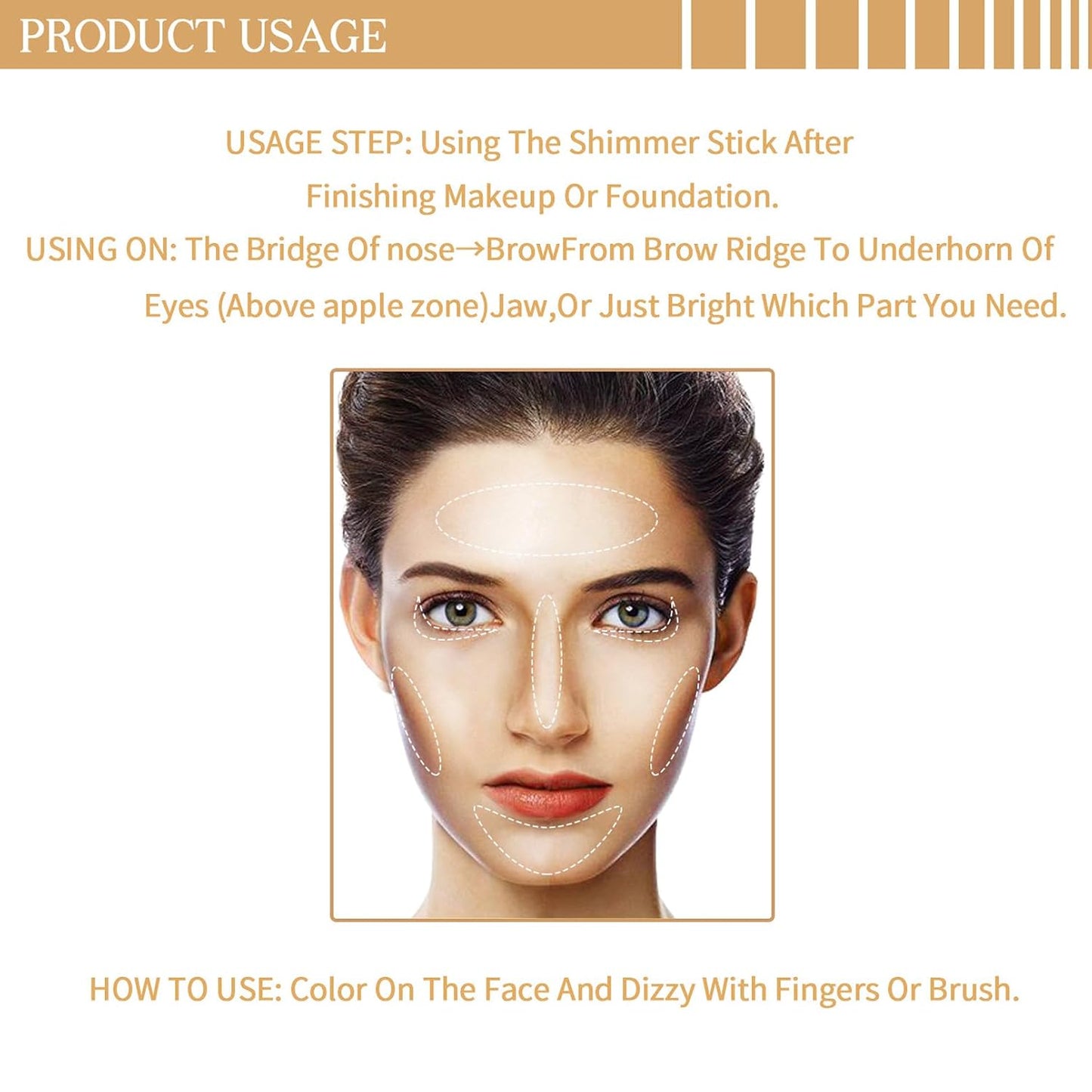 Highlighter Stick, Highlighter Makeup for Face & Body, Cream 3D Contour Stick, Multi-Use Body Shimmer Stick for All Skin Types, Glow, Waterproof, Long Lasting, Ideal for Daily, Party (Brown)