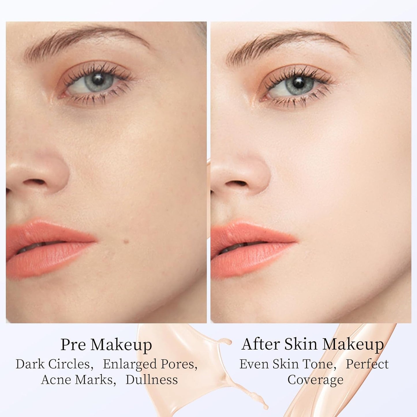 TUNBOT Long Lasting Concealer Foundation, SPF 50, Makeup to Cover Facial Imperfections, Unscented Foundation for All Skin Types (30ml)