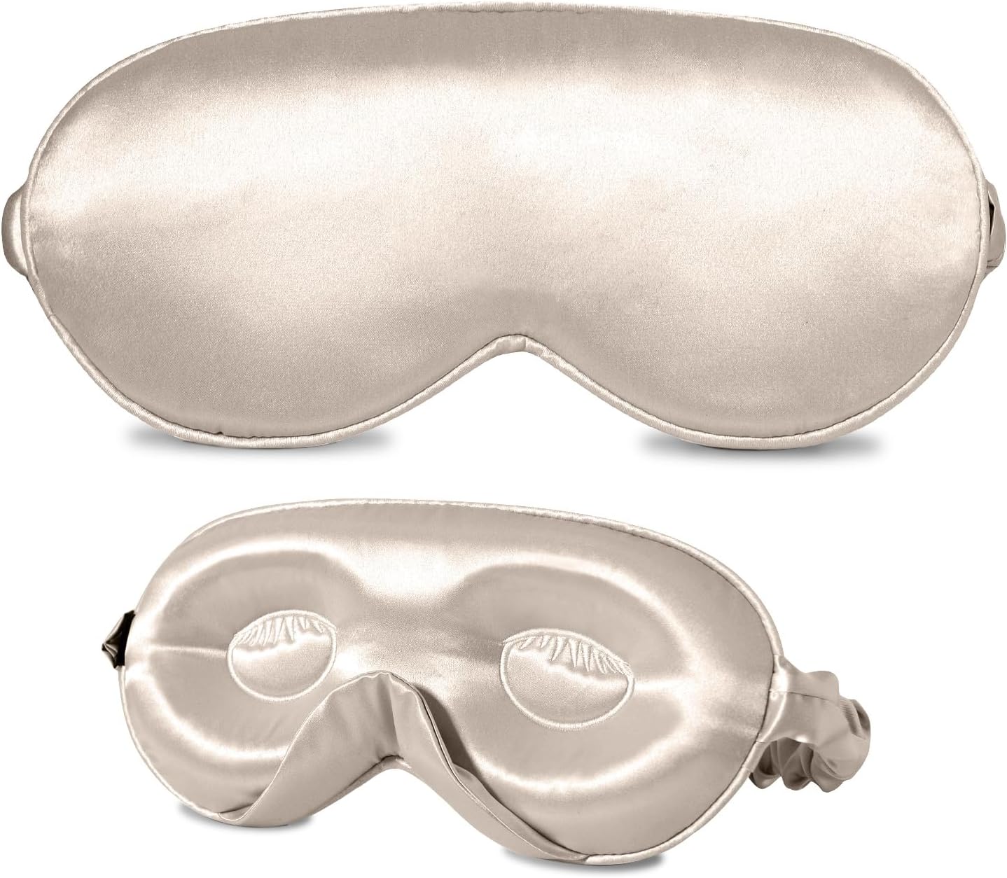 ZIMASILK Adjustable 22 Momme 100% Mulberry Silk Sleep Mask, Upgraded 3D Contoured Cup Eye Mask for Sleeping, Super Soft & Breathable Blindfold, Blackout for Deep Sleeping (Beige)