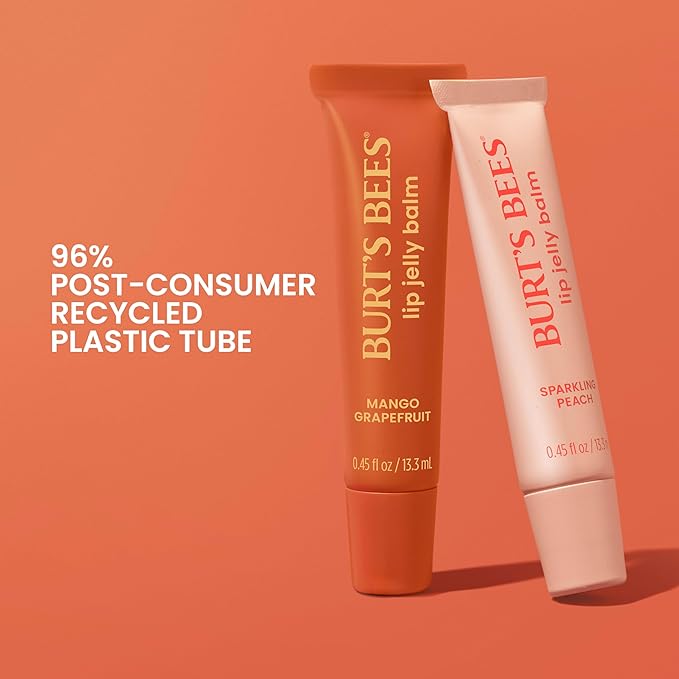 Burt’s Bees Mango Grapefruit Lip Jelly Balm, With Hyaluronic Acid and Squalane Moisturizer To Instantly Hydrate Lips, Lip Gloss With Responsibly Sourced Beeswax, Tint-Free, Lip Treatment, 0.45 oz.
