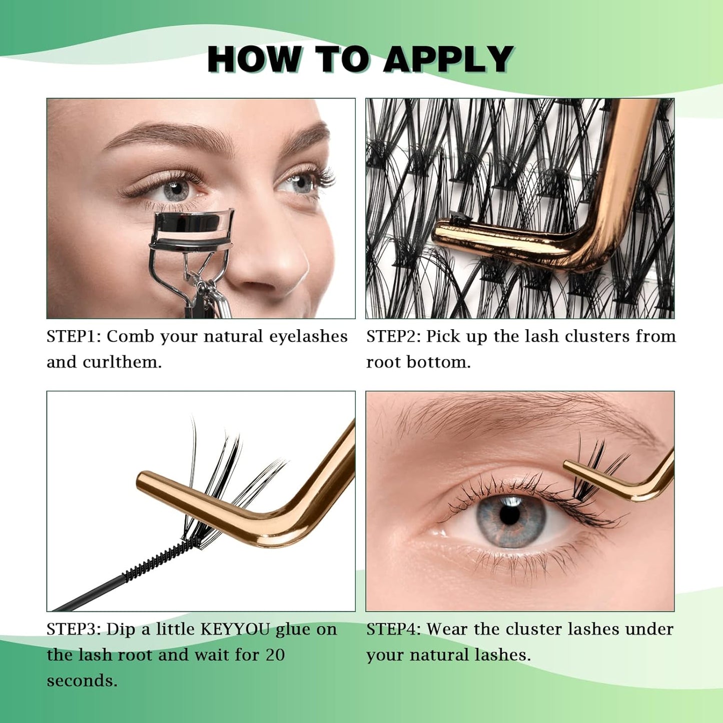 Lash Clusters 300pcs Eyelash Clusters 30D 0.07D Curl 12mm DIY Eyelash Extension KEYYOU Large Tray Volume Soft&Natural Individual Lashes(30D-0.07D,12）