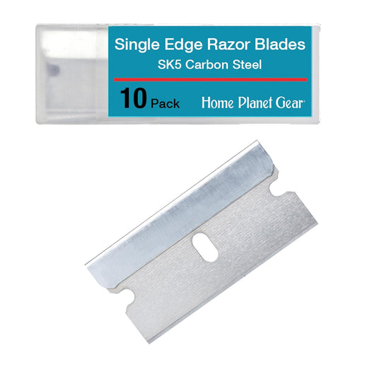 Single Edge Razor Blade 10 Pack - Straight Edge Razor - Ten Sharp Flat Blades in Convenient Storage Box - Oven Scraper Razors Refills - Heavy Duty Single Sided