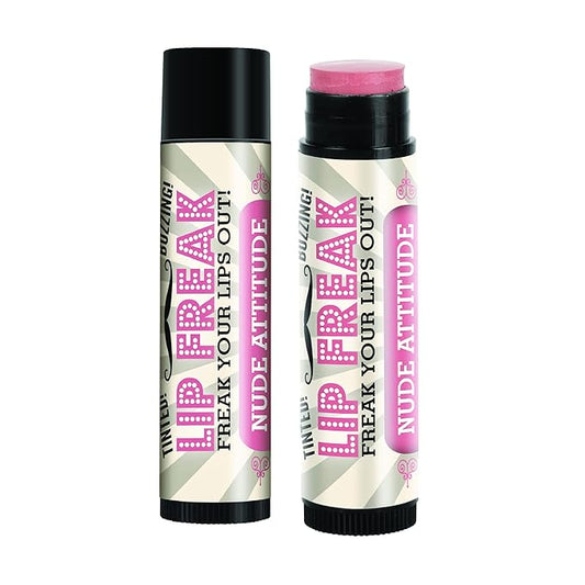 Doctor Lip Bang's BUZZING Lip Balm | Lip Freak | 100% All Natural | Cruelty Free | Nude Attitude | 2 Pack