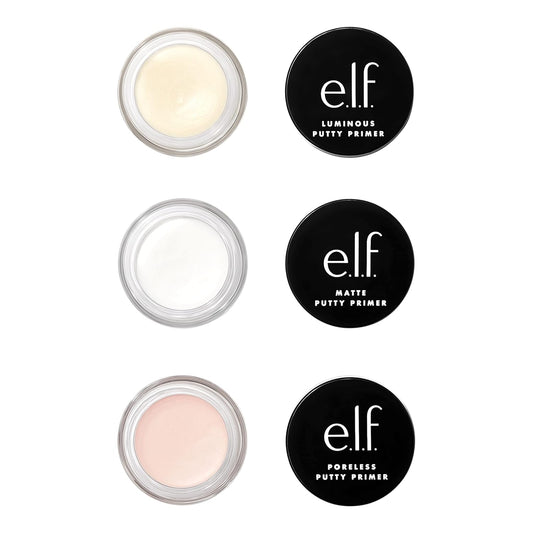 e.l.f. Cosmetics Putty Primer Trio, Includes Poreless Putty, Matte Putty & Luminous Putty, Travel Size, 0.14 Oz (4g) Each, 0.14 ounces