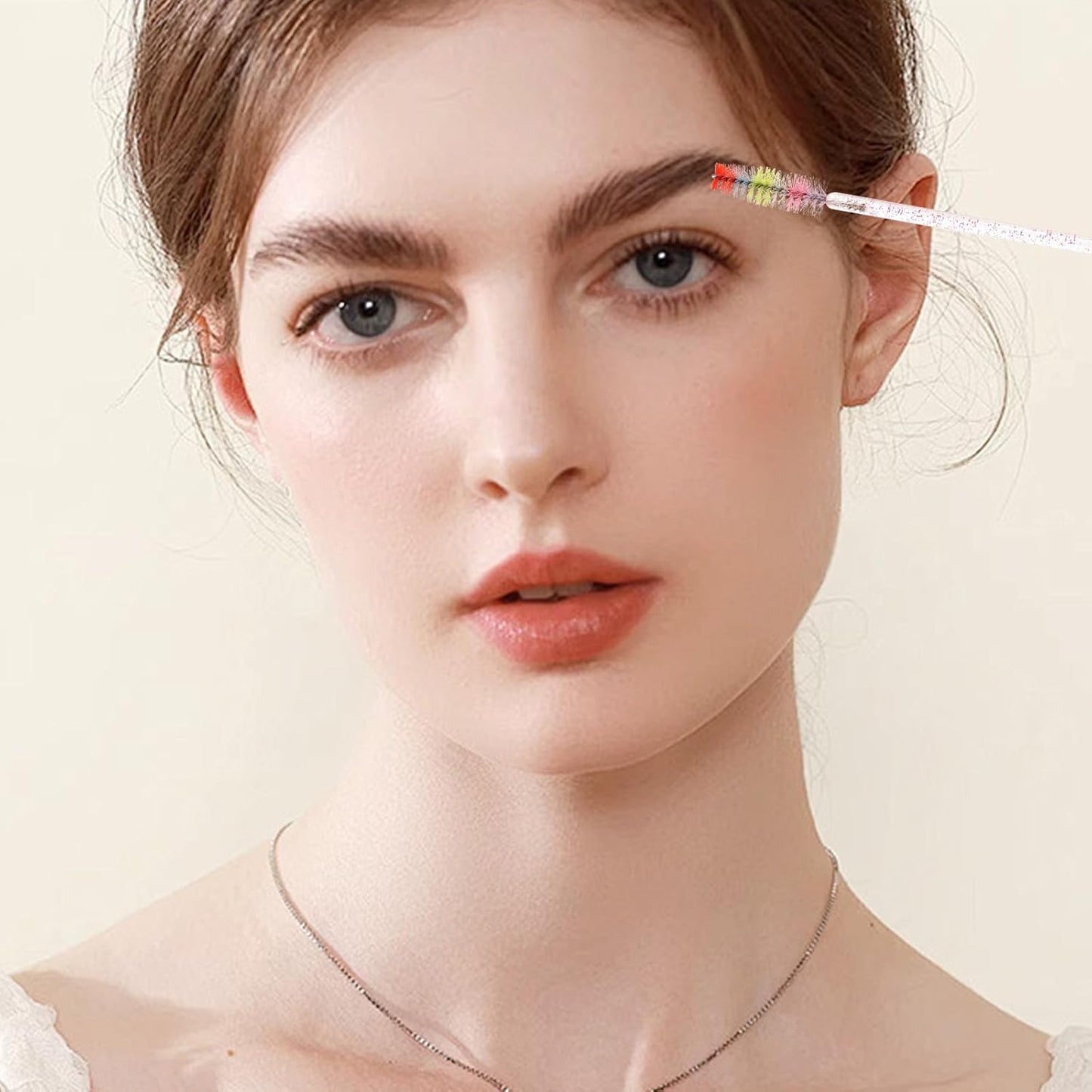 300PCS Disposable Mascara Wands Spoolie Brush Crystal Eyebrow Rainbow Brushes Eyelash Extension Applicator Makeup Kits(Pink)