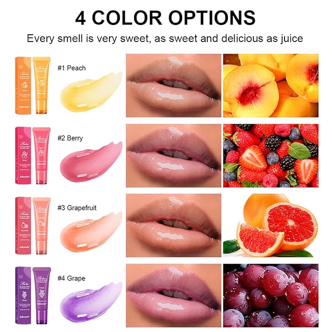 Lip Glowy Balm Hydrating Sleeping Lip Mask, Shine Glossy Finish Lip Oil - Reduce Lip Lines, Enhance Lip Color, Moisturizing & Plump Dry Chapped Lips Care Non-Sticky Lip Balm (#3 Grapefruit)