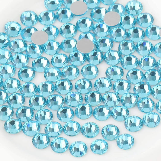 beadsland Flat Back Crystal Rhinestones Round Gems, Aquamarine (3.8-4.0mm) SS16/1440pcs