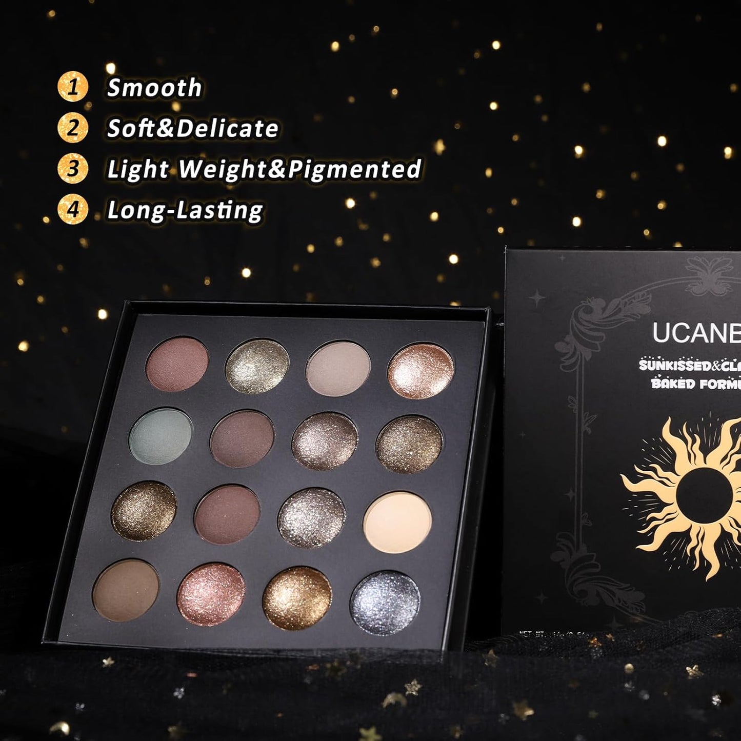 UCANBE 16 Color Baked Eyeshadow Palette with 15PCS Brushes Makeup Set,Matte&Shimmer Blend Eyeshadow for Women&Girls,Highly Pigmented Long Lasting Waterproof Make Up Pallet