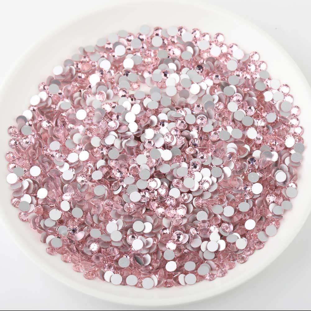 Beadsland Flat Back Crystal Rhinestones Round Gems, Light Pink (1.9-2.0mm) SS6/1440pcs