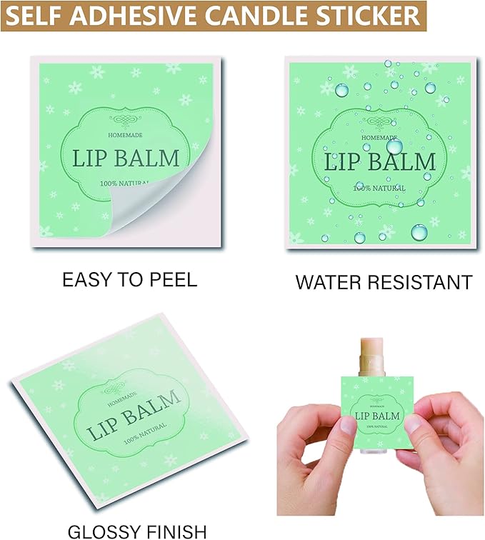 CRASPIRE Lip Balm Labels 80pcs Homemade Lip Balm Labels 2” Clear Lip Balm Labels for Tubes Printable Waterproof Lip Balm Stickers Labels for Lip Balm Handcream Candle Container（British Style-Color）