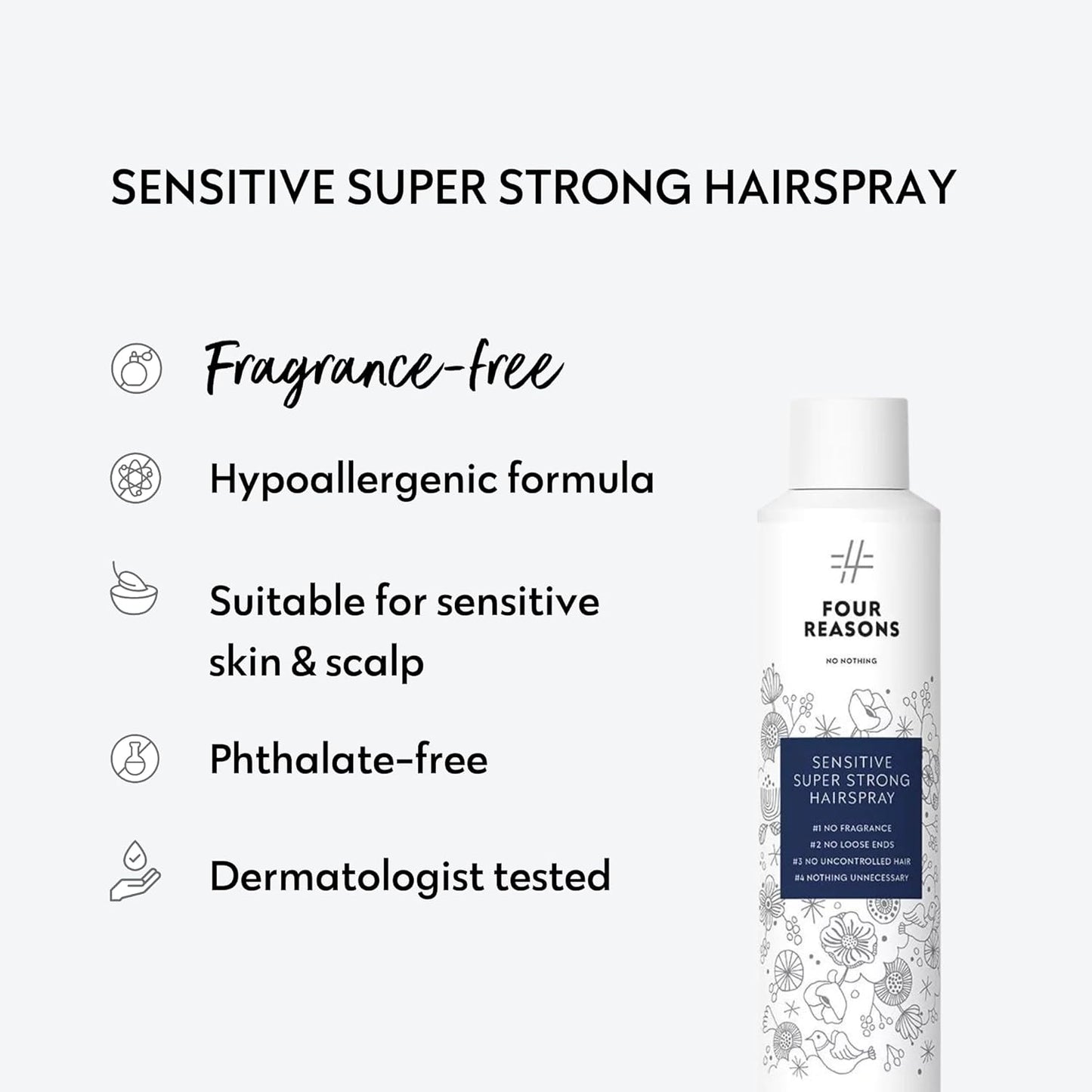 No nothing Sensitive Unscented Hairspray with Extra Hold - Finishing Spray for Styling with Humidity Protection - Fragrance Free & Hypoallergenic - 7.55 oz (New Packaging)