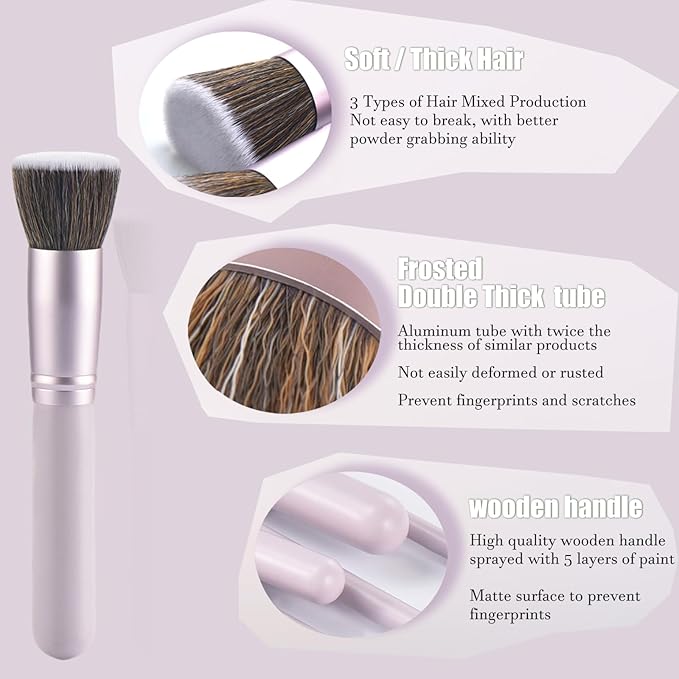 Gift Ready 10 Piece Purple Makeup Brushes Set and 2 Piece Makeup Sponge – Wooden Handle with Soft Synthetic Bristles, Concealer, Powder – (Ideal for Christmas, Birthday, Women)