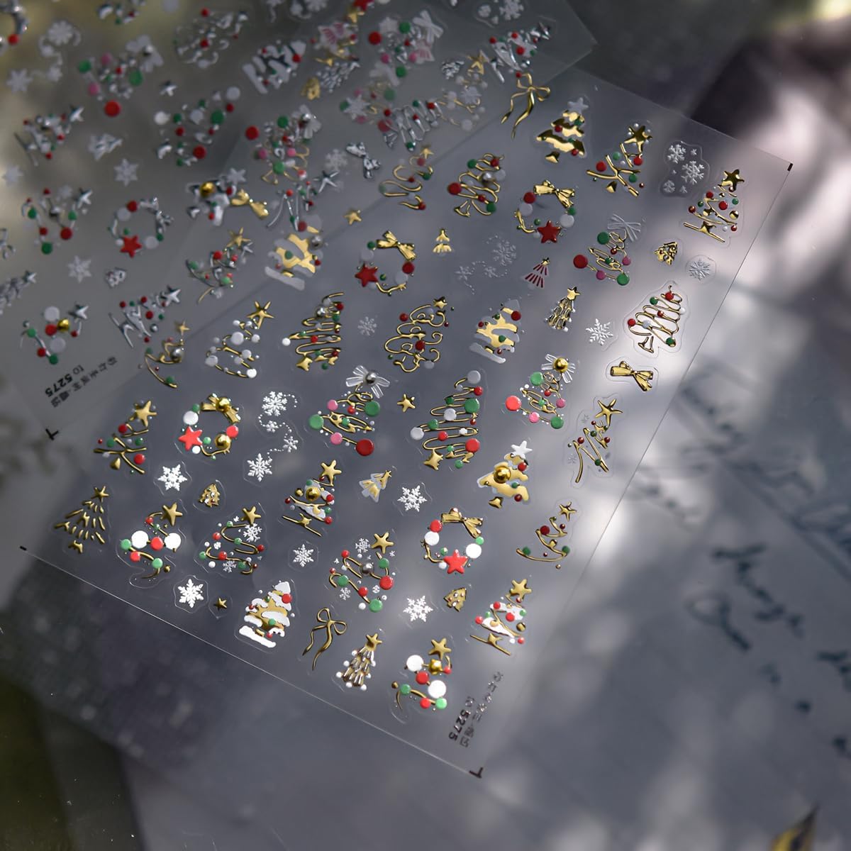 Christmas Nail Stickers Gold Nail Decals Xmas Tree Nail Stickers for Nails Art with Snowflakes Design 5D Embossed Self Adhesive Nails Charms for Women Girls Kid Manicure DIY Decoration Accessories