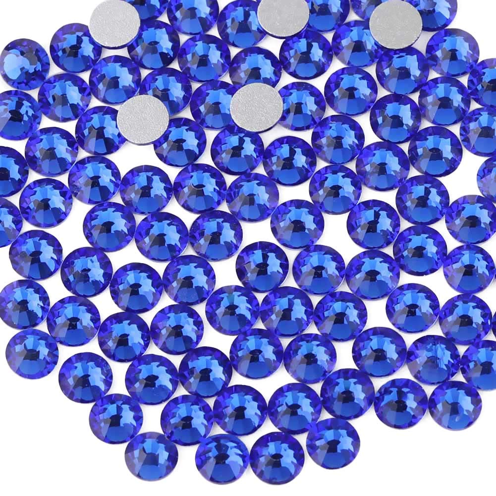 beadsland Flat Back Crystal Rhinestones Round Gems, Sapphire (3.8-4.0mm) SS16/1440pcs